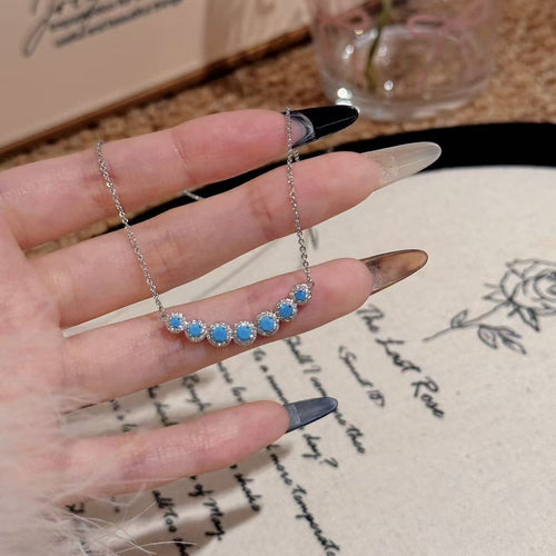 2026 New Smile Pendant Necklace, Blue Turquoise Clavicle Chain, Luxury Minimalist Elegant Jewelry for Women
