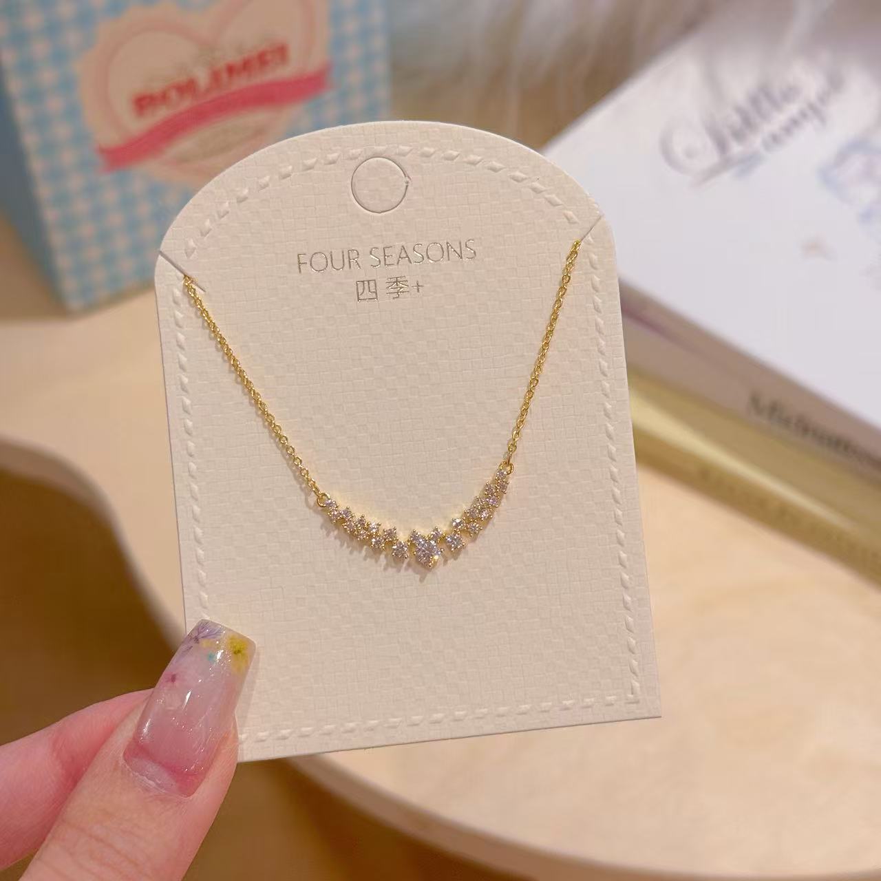 Smile Full Paved Zircon Necklace, Minimalist Elegant Clavicle Chain, Luxury Niche Exquisite Daily Pendant Necklace