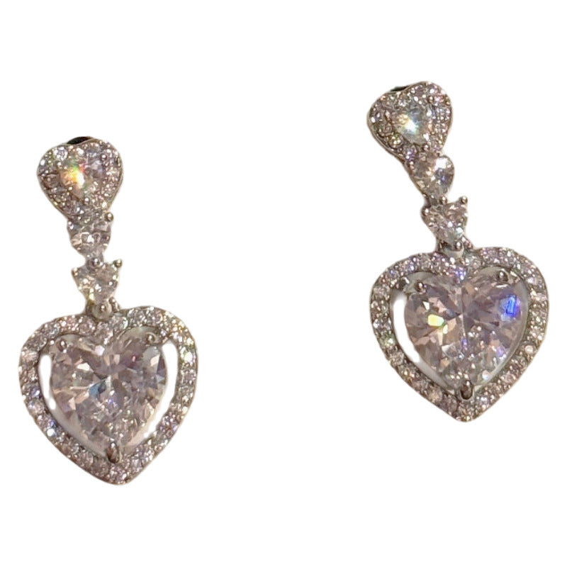 Lovely Heart Pendant Earrings, Elegant Delicate Studs, Premium Luxury All-match Accessories for Ladies