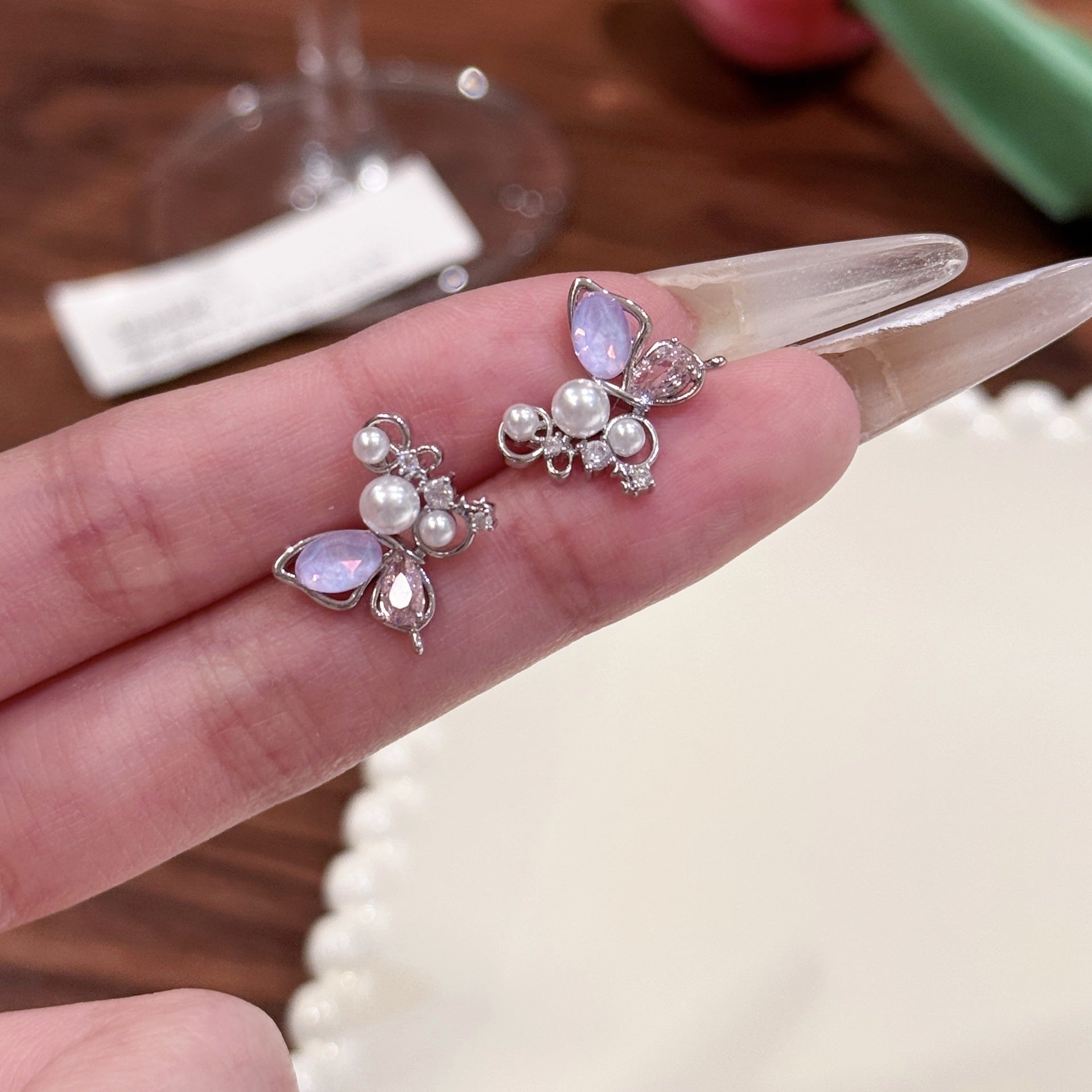 925 Silver Butterfly Stud Earrings Colorful Korean Fashion Ear Ornaments for Women
