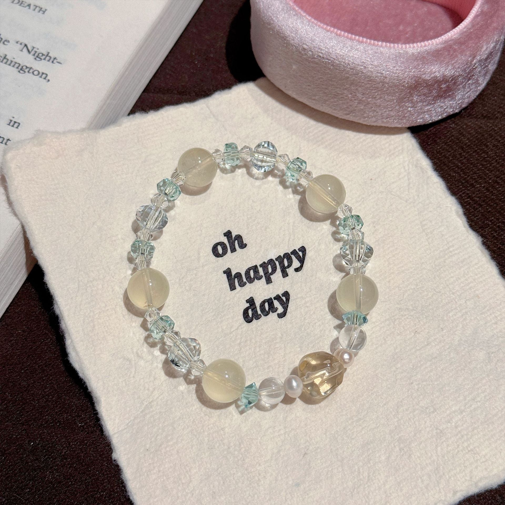Mint Bubbly Citrine Beaded Bracelet, Fresh Sweet Luxury Minimalist Dainty Elegant Women Jewelry