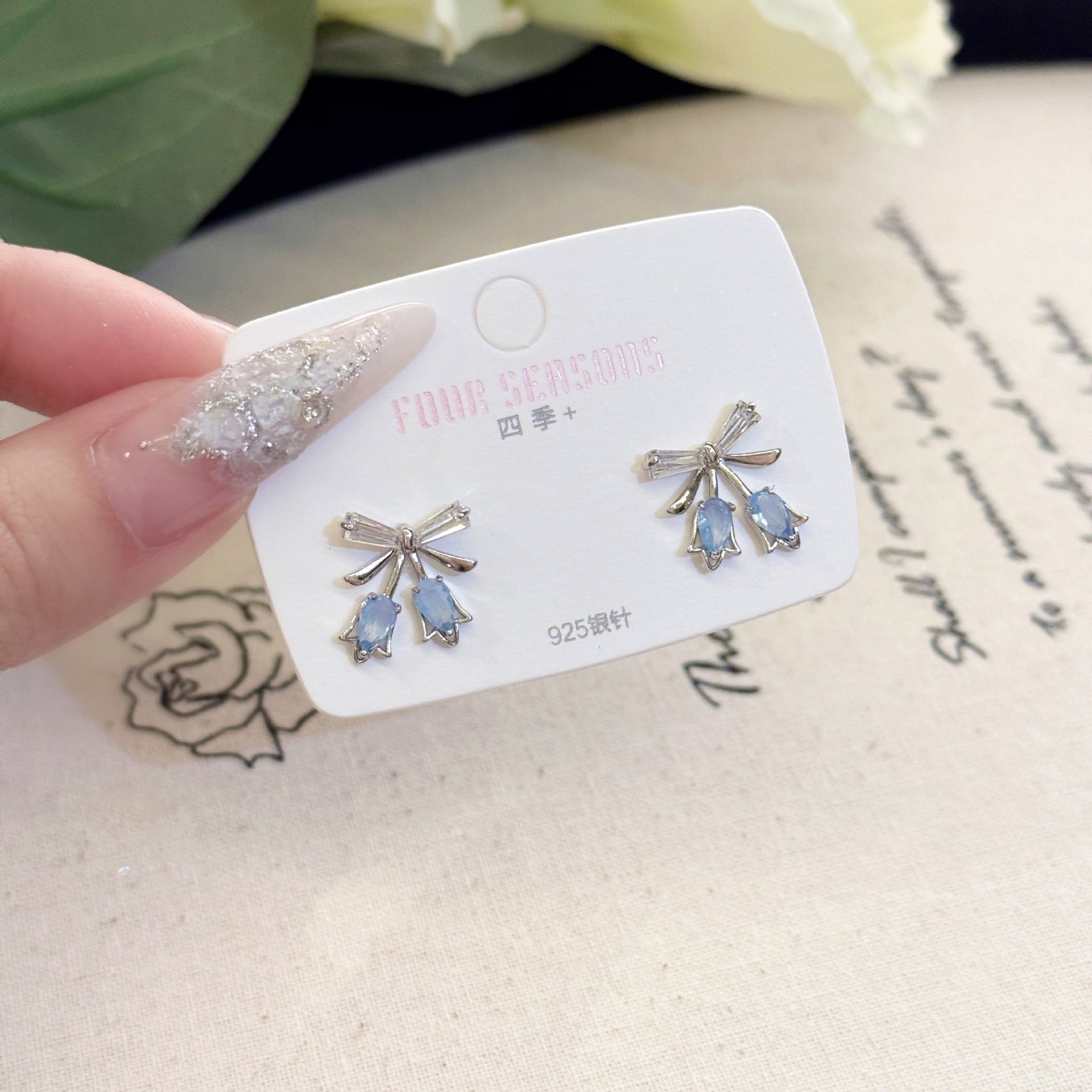 S925 Silver Elegant Bow Knot Minimal Stud Earrings Ladies Daily Earring