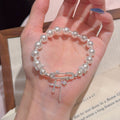 Paperclip & Cross Pearl Bracelet, Luxury Sweet Cool Versatile Women Daily Bracelet