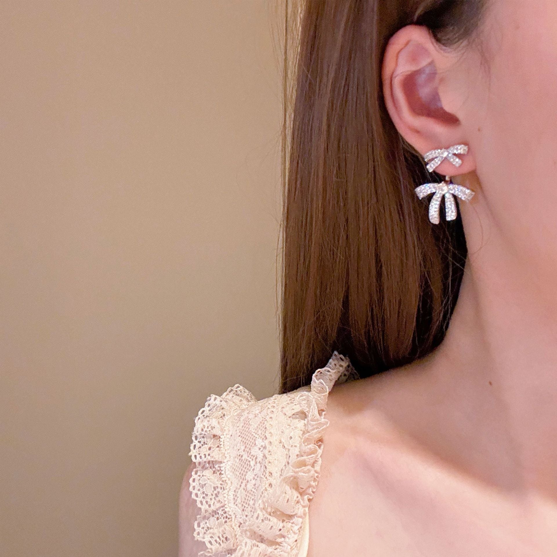 Double Bowknot Stud Earrings, Dainty Luxury Elegant Everyday Earrings, Minimalist All-match Fashion Jewelry