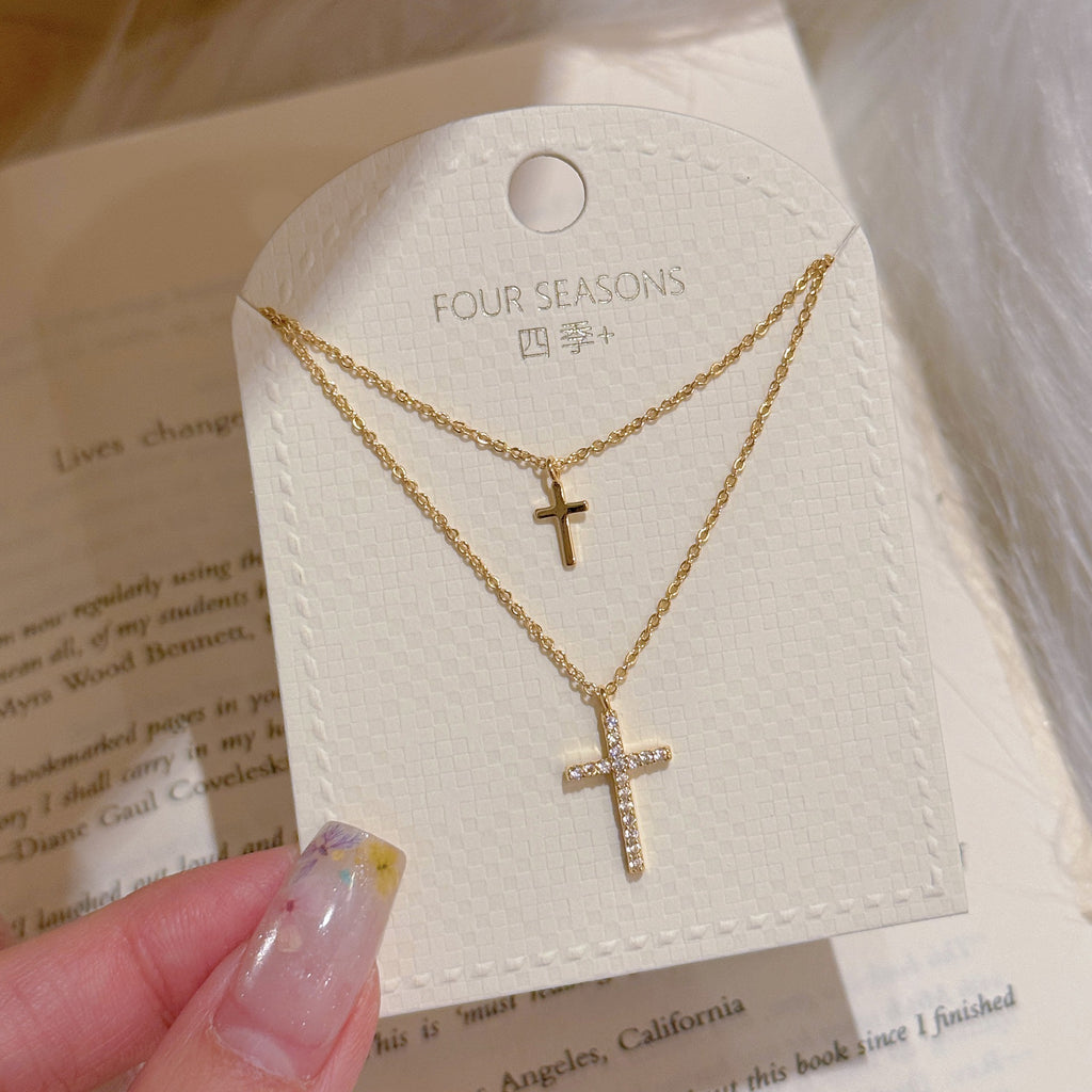 Vintage Cross Pendant Necklace, Elegant Luxury Daily Fashion Neck Jewelry