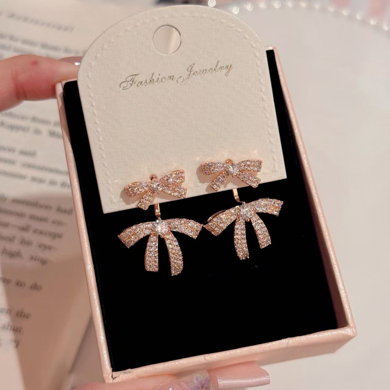 Double Bowknot Stud Earrings, Dainty Luxury Elegant Everyday Earrings, Minimalist All-match Fashion Jewelry
