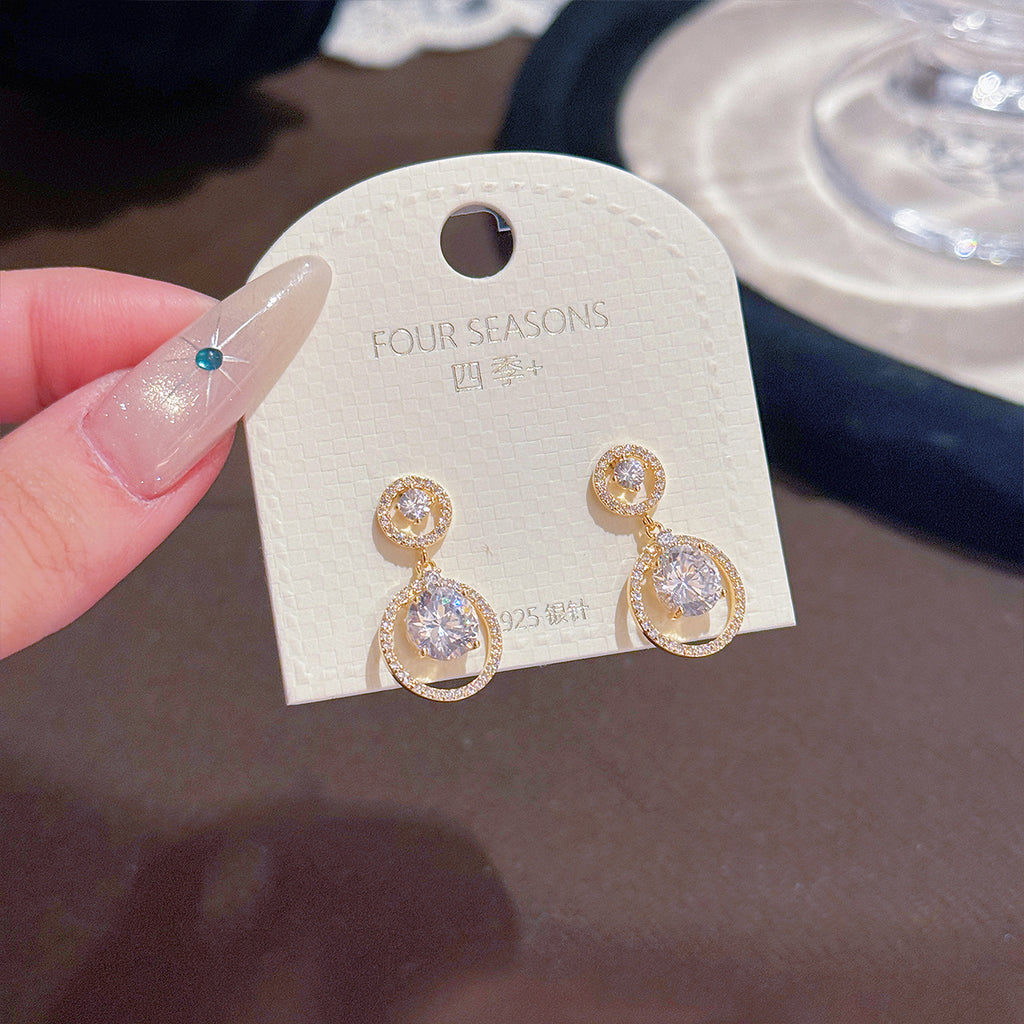 Hollow Round S925 Silver Studs Cold Luxury Women Daily Earrings