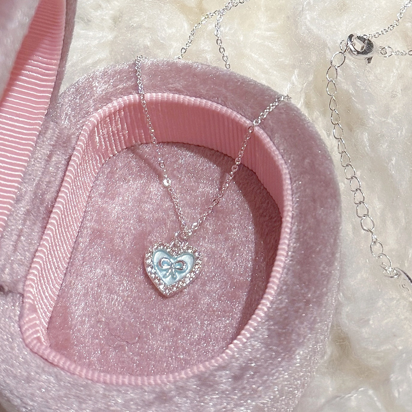 Korean Heart Pendant Necklace, Elegant Dainty Clavicle Chain for Women