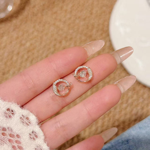 Cool Fresh Style Full Paved Cubic Zirconia Fish Tail Drop Earrings, Dainty Luxury Elegant All-Match Daily Ear Jewelry for Women