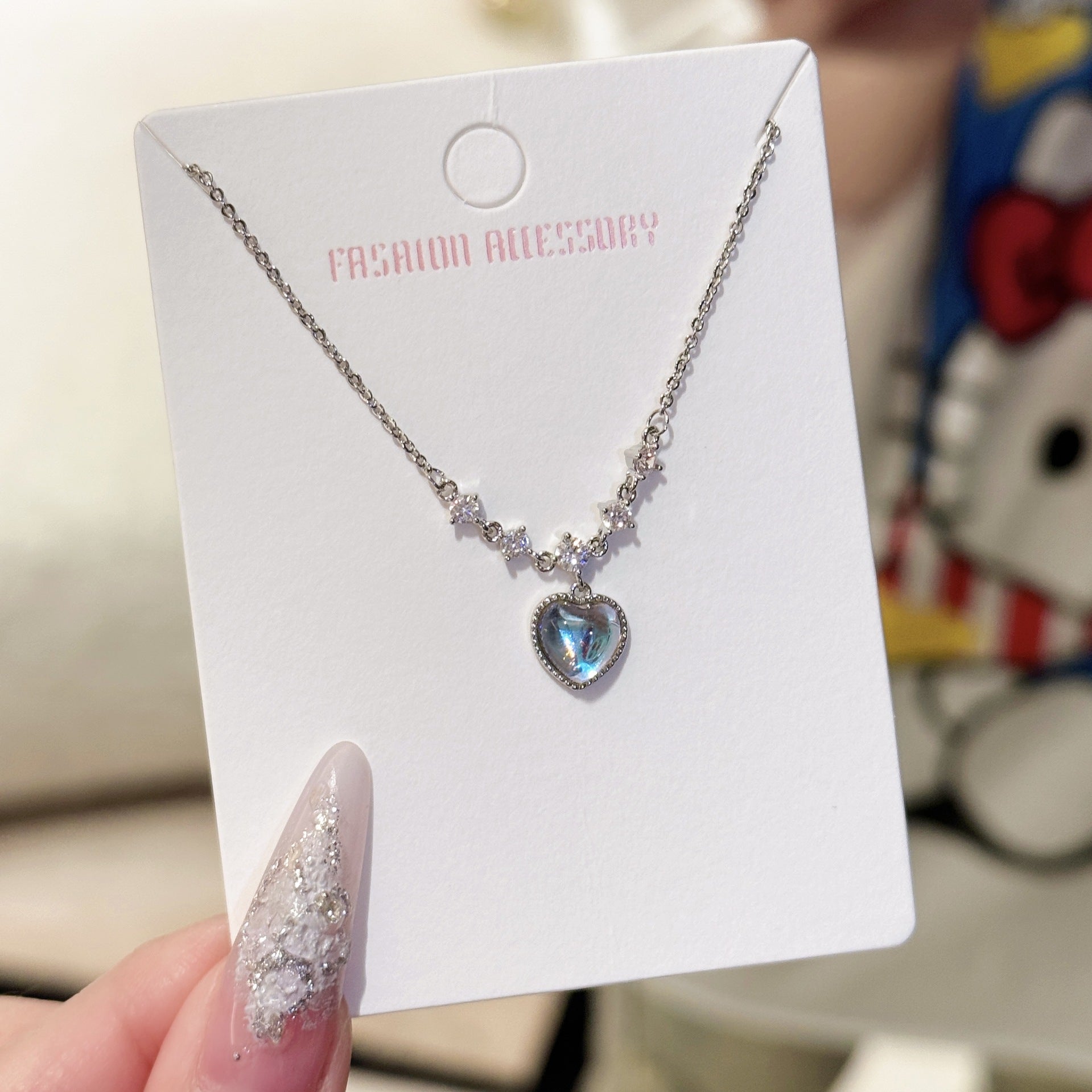 Korean Style Butterfly Necklace with Aquamarine, Minimalist Luxury Clavicle Chain, Niche Versatile Jewelry for Women