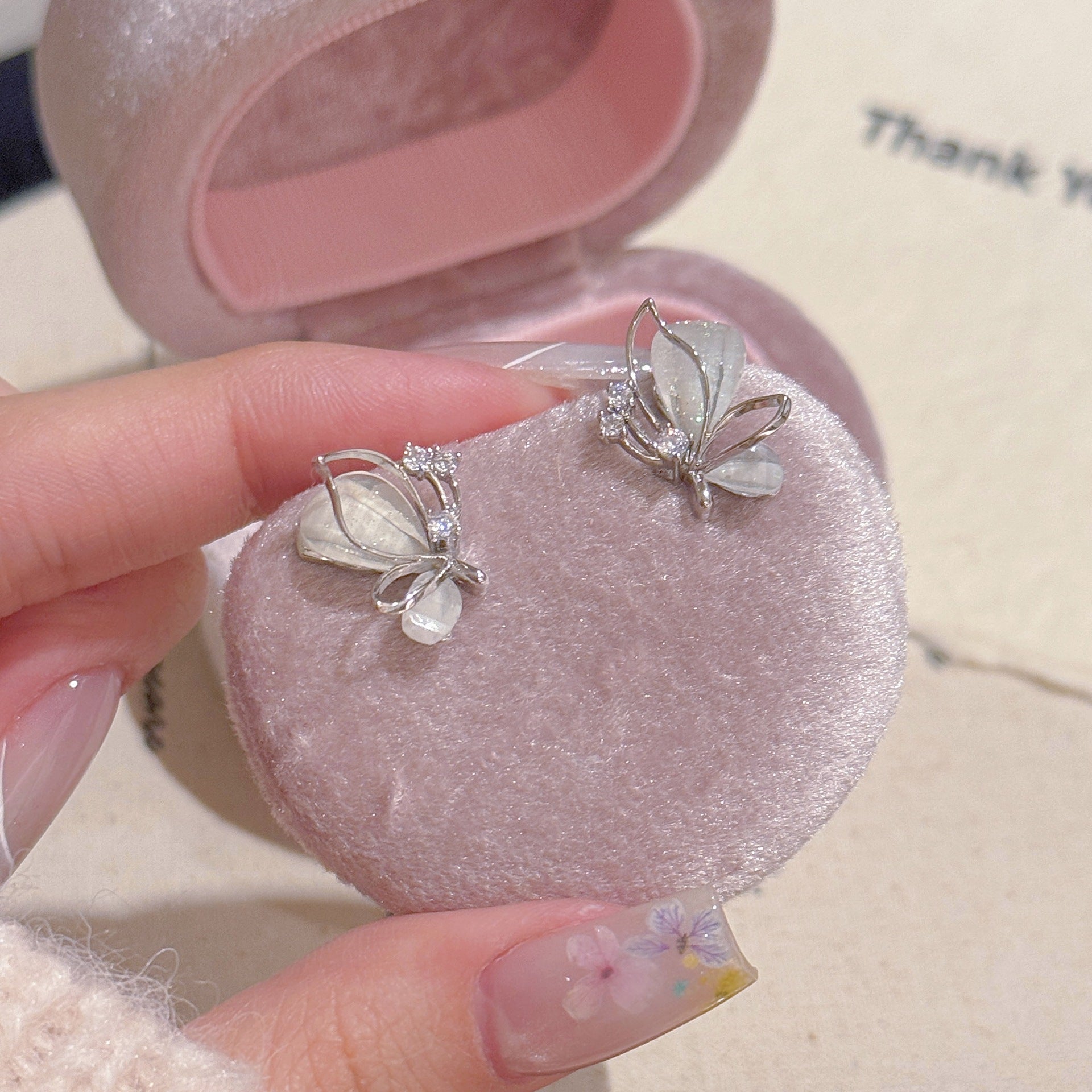 Custom Butterfly Stud Earrings, Luxury Dainty S925 Sterling Silver Needle, Minimalist Fresh Elegant All-match Ear Jewelry