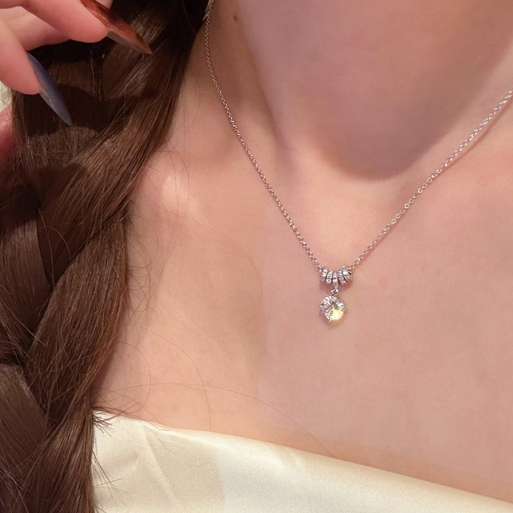Dainty Zircon Clavicle Necklace, Minimalist Elegant Cubic Zirconia Pendant Necklace, Delicate Luxury Trendy Choker Necklaces, Classic Simple Temperament Jewelry Gifts for Women Daily Office Casual Wear