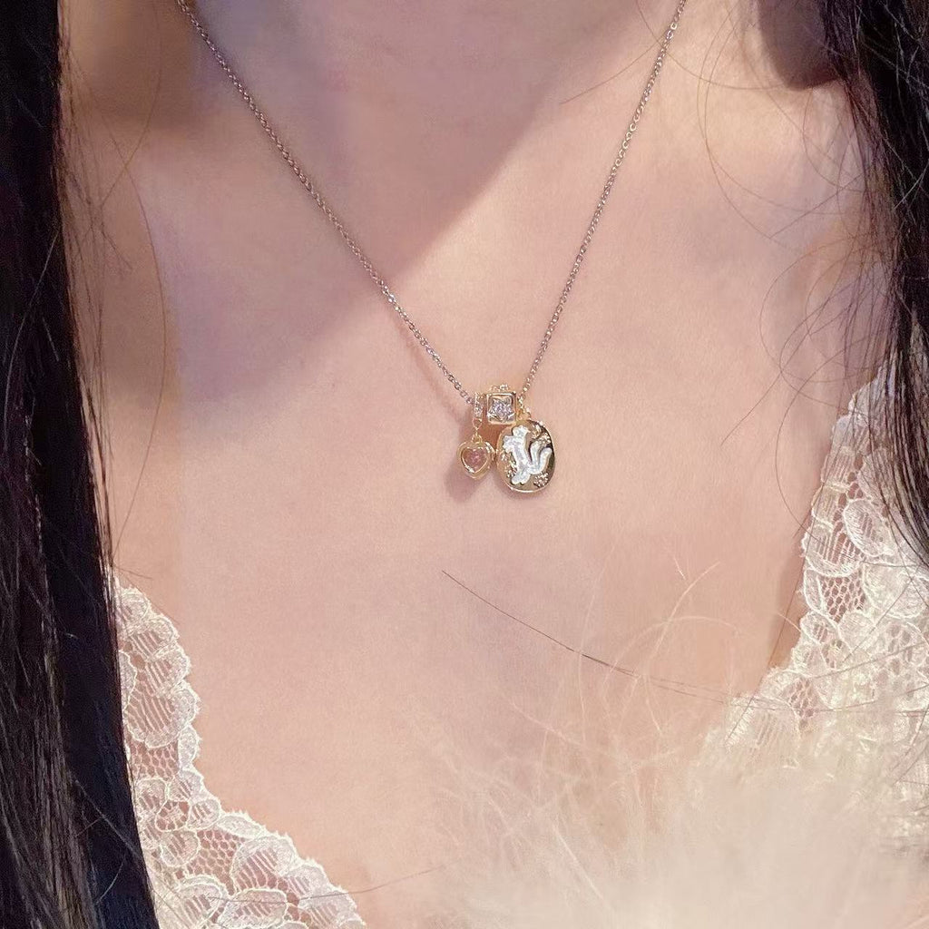 Sweet Cat Heart Pendant Necklace, Elegant Fashion Daily Neck Jewelry