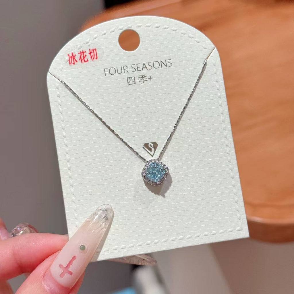 Brilliant Ice Flower Cut Necklace, Dazzling Zircon Chain, Premium Elegant Daily Women Accessories