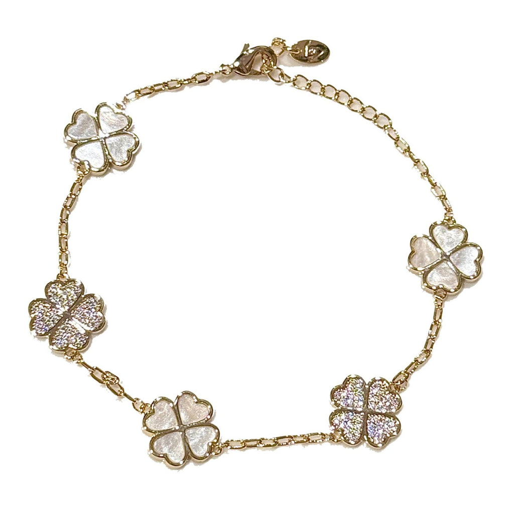 European Minimal Clover Bracelet for Women, Ins Style Shell Inlaid Luxury Jewelry
