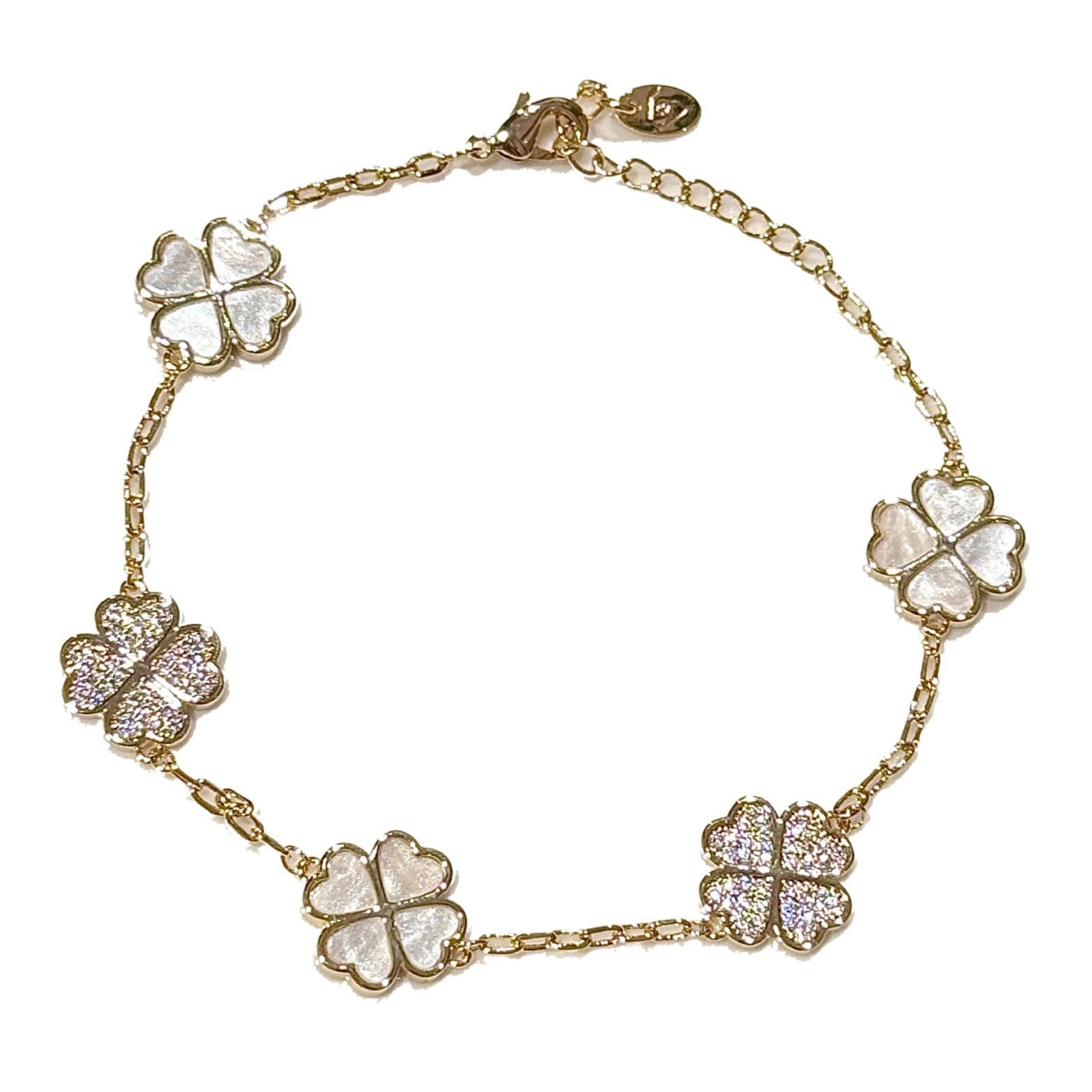 European Minimal Clover Bracelet for Women, Ins Style Shell Inlaid Luxury Jewelry