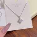 Geometric Square Clavicle Chain, Full Zircon Super Shiny Necklace, Luxury Niche Elegant Valentine's Day Gift Jewelry 五大卖点