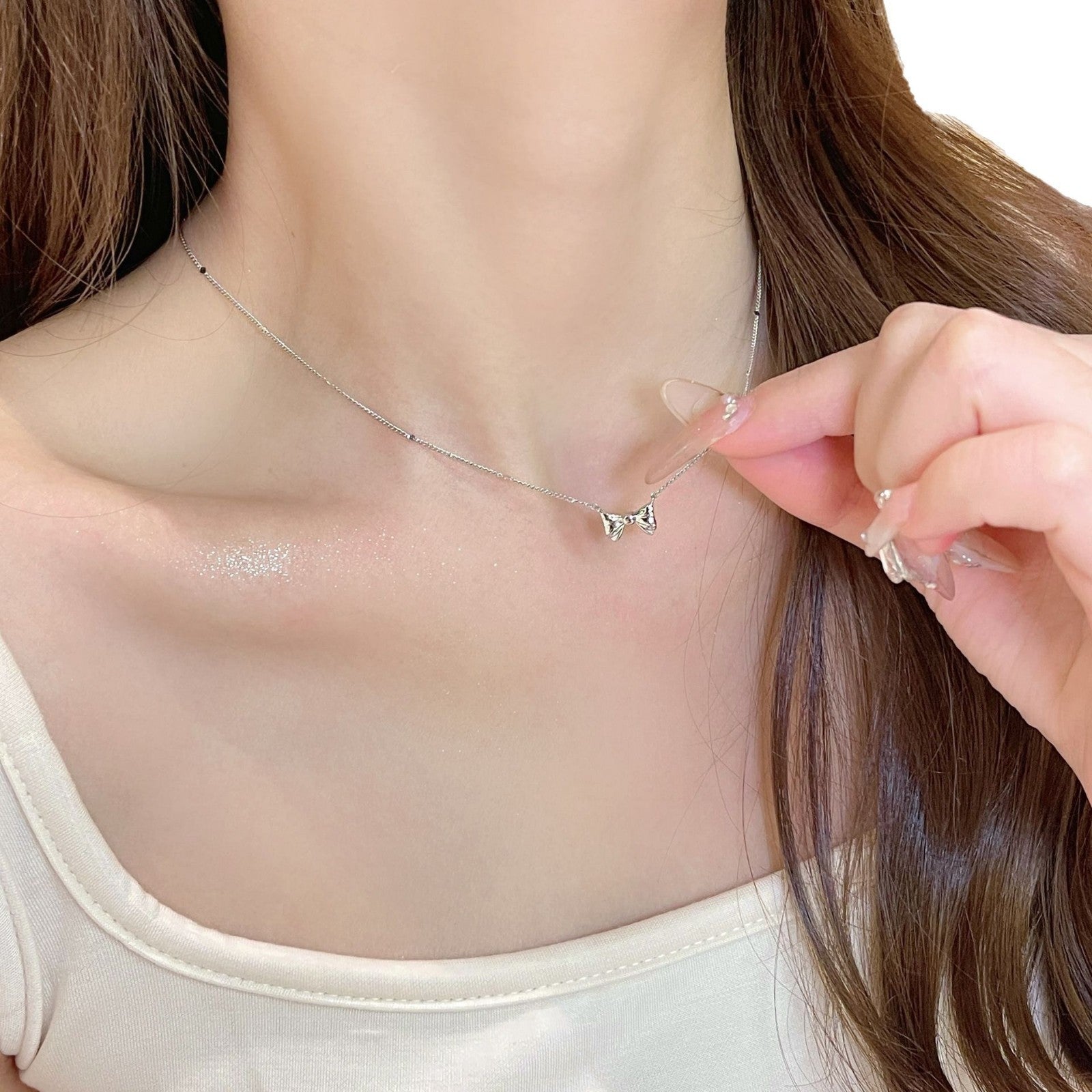 Sterling Silver Lucky Flower Clavicle Chain, Niche Design Floral Necklaces, Luxury High Grade All-match Elegant Jewelry