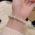 Korean Style Pearl & Broken Silver Bracelet, Luxury Elegant Wrist Jewelry, Minimalist Delicate Versatile Daily Bangle for Women