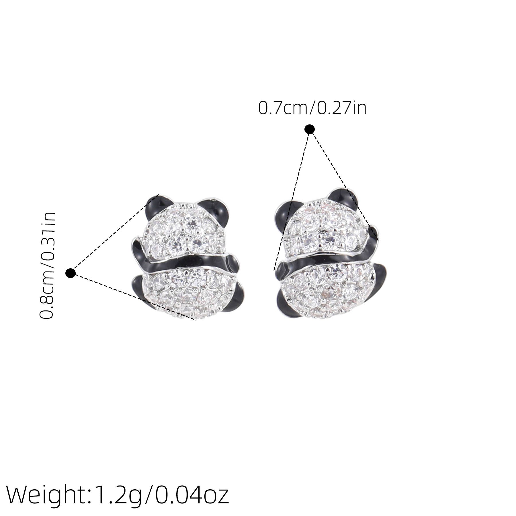 Panda Zircon Stud Earrings, Luxury Cute Silver Needle Earrings, Fashion Niche Versatile Animal Ear Jewelry