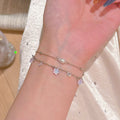 Iridescent Crystal Star Pearl Double Layer Bracelet, Luxury Niche Elegant Hand Jewelry, Delicate High Grade All-match Bracelet