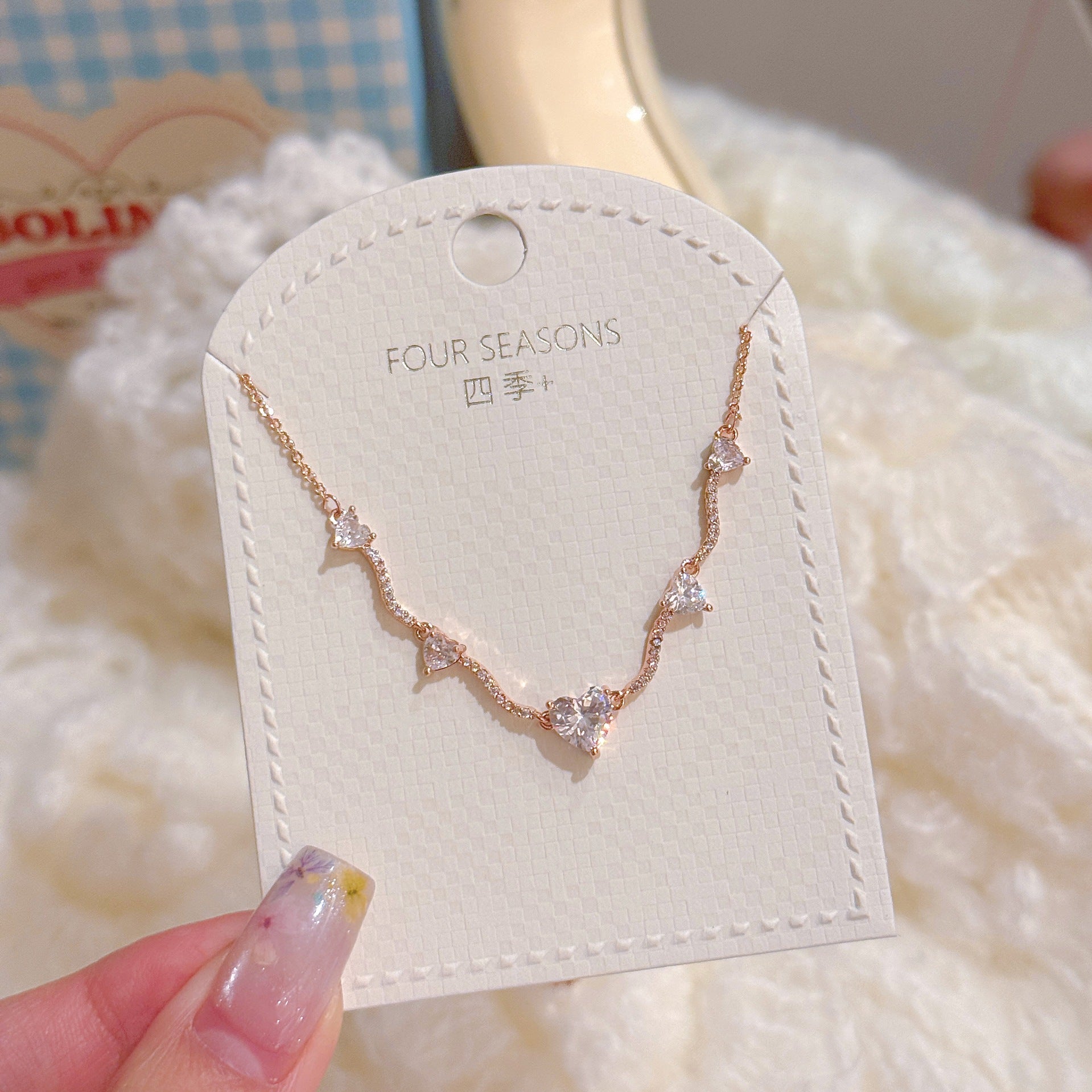 Double Heart Pendant Necklace, Niche Luxury Dainty Clavicle Chain, Sweet Daily All-match Elegant Necklace