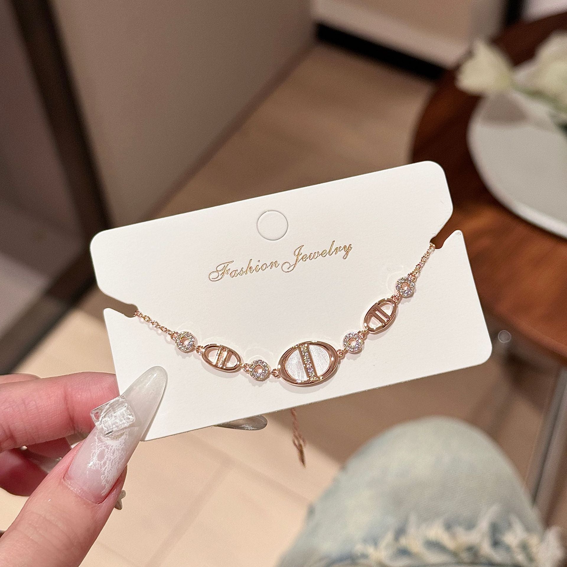French Style Zircon Bracelet, Luxury Elegant Bangle, Niche Exquisite Fashion Hand Jewelry for Women