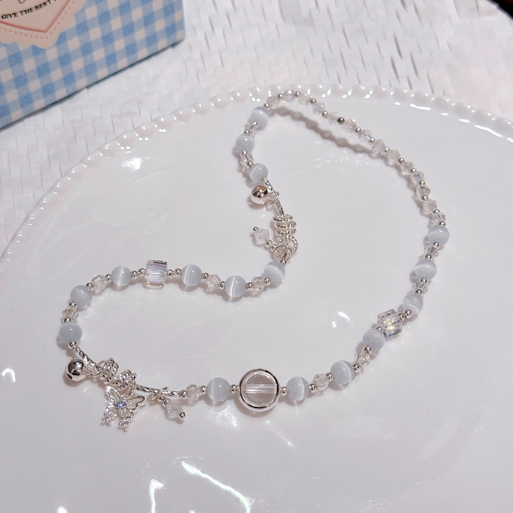 Cat's Eye Butterfly Double Circle Bracelet, Elegant Skin Brightening Hand Chain