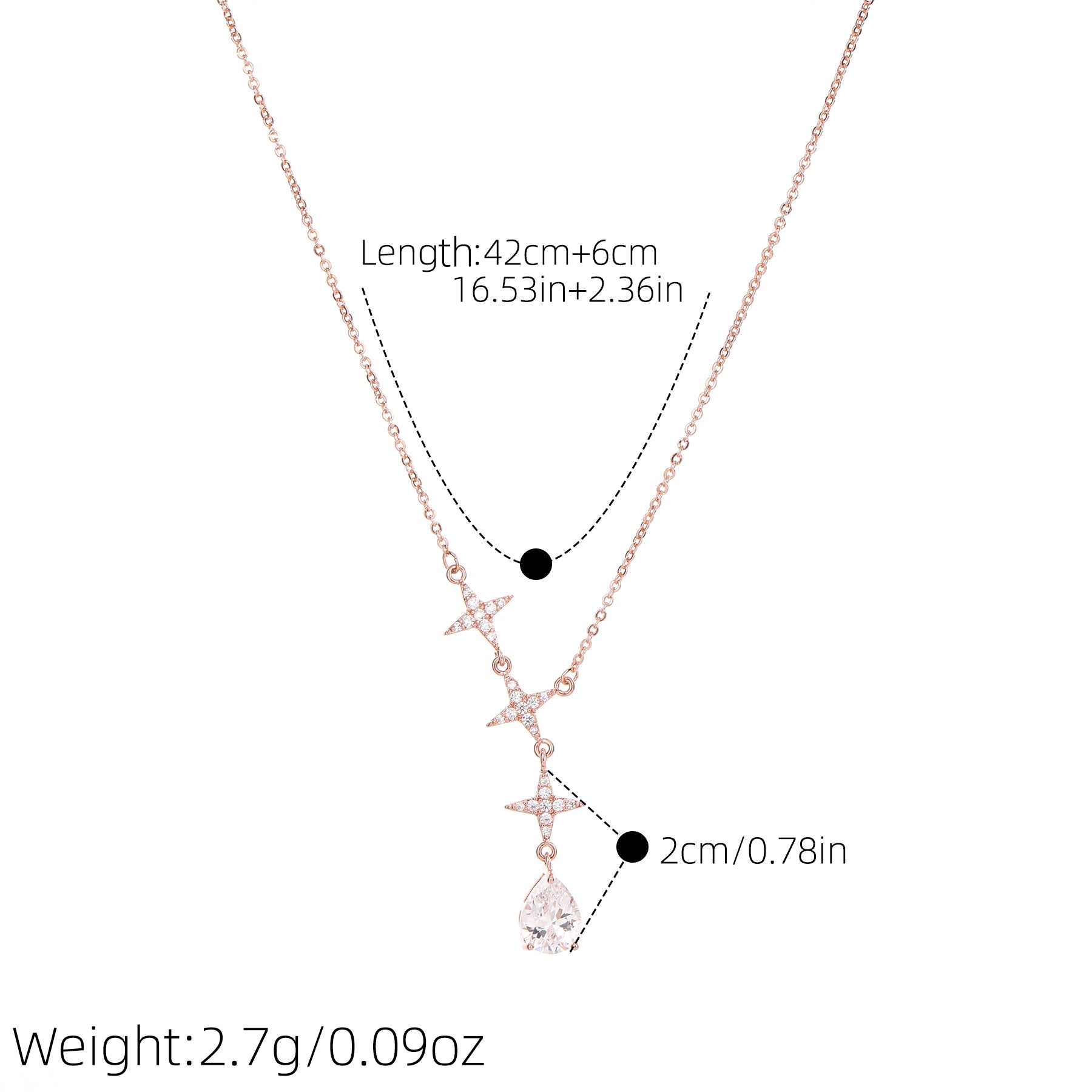 Sparkling Water Drop Cubic Zirconia Pendant Necklace for Women, Niche Luxury Minimal Dainty Versatile High-End Collarbone Fine Jewelry