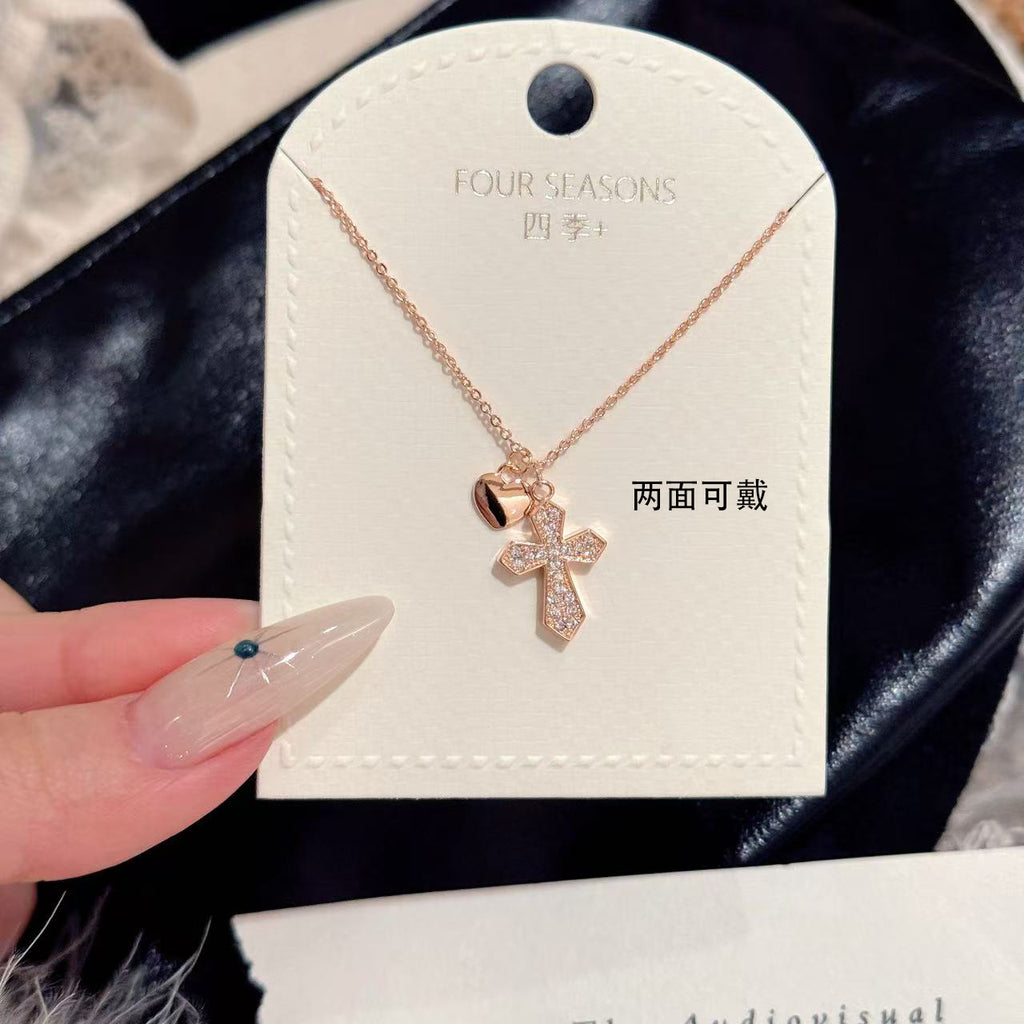 Vintage Cross Pendant Necklace, Elegant Luxury Daily Fashion Neck Jewelry