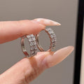Korean Double Row Micro-inlaid Zircon Hoop Earrings, Niche Design Delicate Temperament Earrings, Versatile Luxury Fashion Ear Jewelry