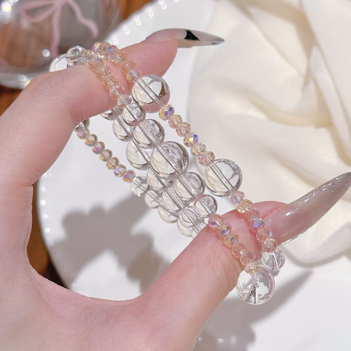 Crystal Beaded Bracelet Luxury Elegant Dainty Jewelry, Ideal Birthday Gift for Girlfriend Best Friend