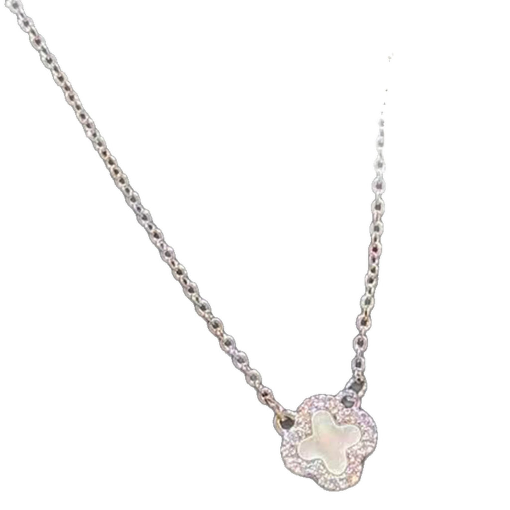 Cross-border European American Four-leaf Flower Necklace, Light Luxury Niche High-end Clavicle Chain, Delicate Mini Fashion Jewelry