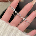 Link Chain Sparkling Cubic Zirconia Bracelet, Niche Designer Luxury Elegant All-Match Office Commute Wrist Jewelry for Women