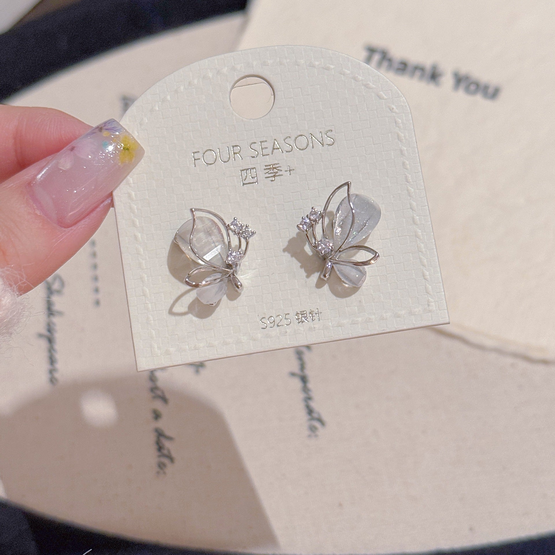 Custom Butterfly Stud Earrings, Luxury Dainty S925 Sterling Silver Needle, Minimalist Fresh Elegant All-match Ear Jewelry