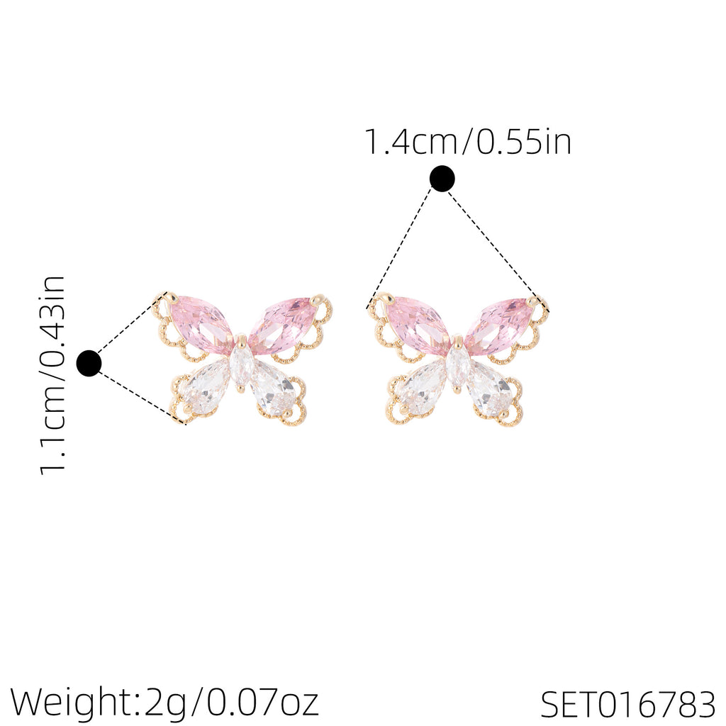 Bow Jewelry Set, Dainty Luxury Lace Trim Accessories, Sparkling Sweet Fresh Necklace Earrings Bracelet for Women