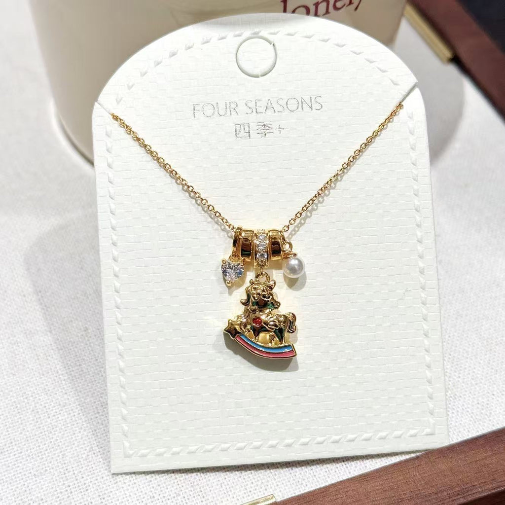 Golden Shovel Sand Gold Necklace, Non-fading Chinese Style Daily Neck Chain