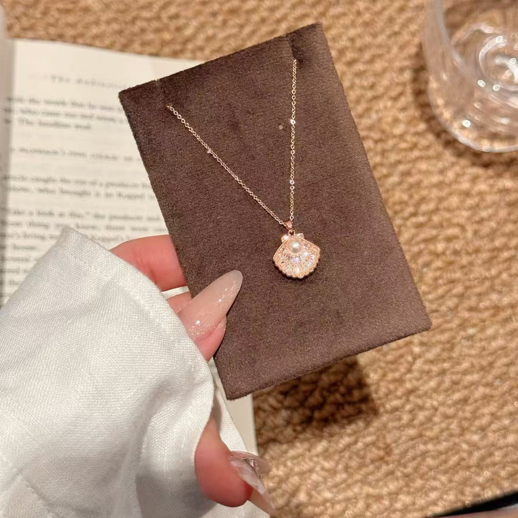 Ocean Themed Pearl Shell Pendant Necklace, Minimalist Premium Fashion Daily Accessories