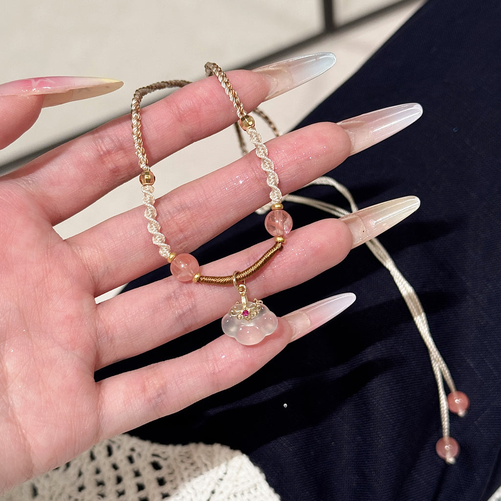 Retro Auspicious Cloud Peace Buckle Necklace Traditional Chinese Style Elegant Women Neck Jewelry