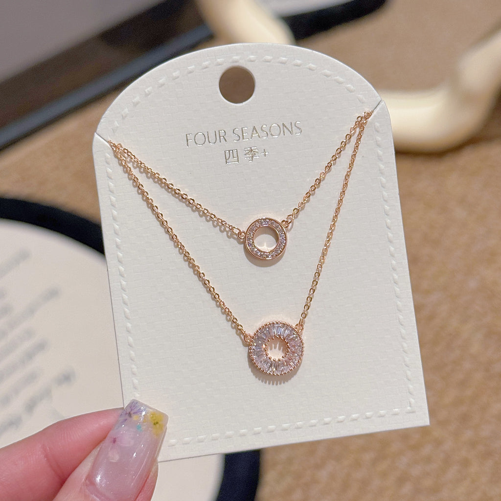 Double Layer Round Necklace, Minimalist Luxury Daily Jewelry