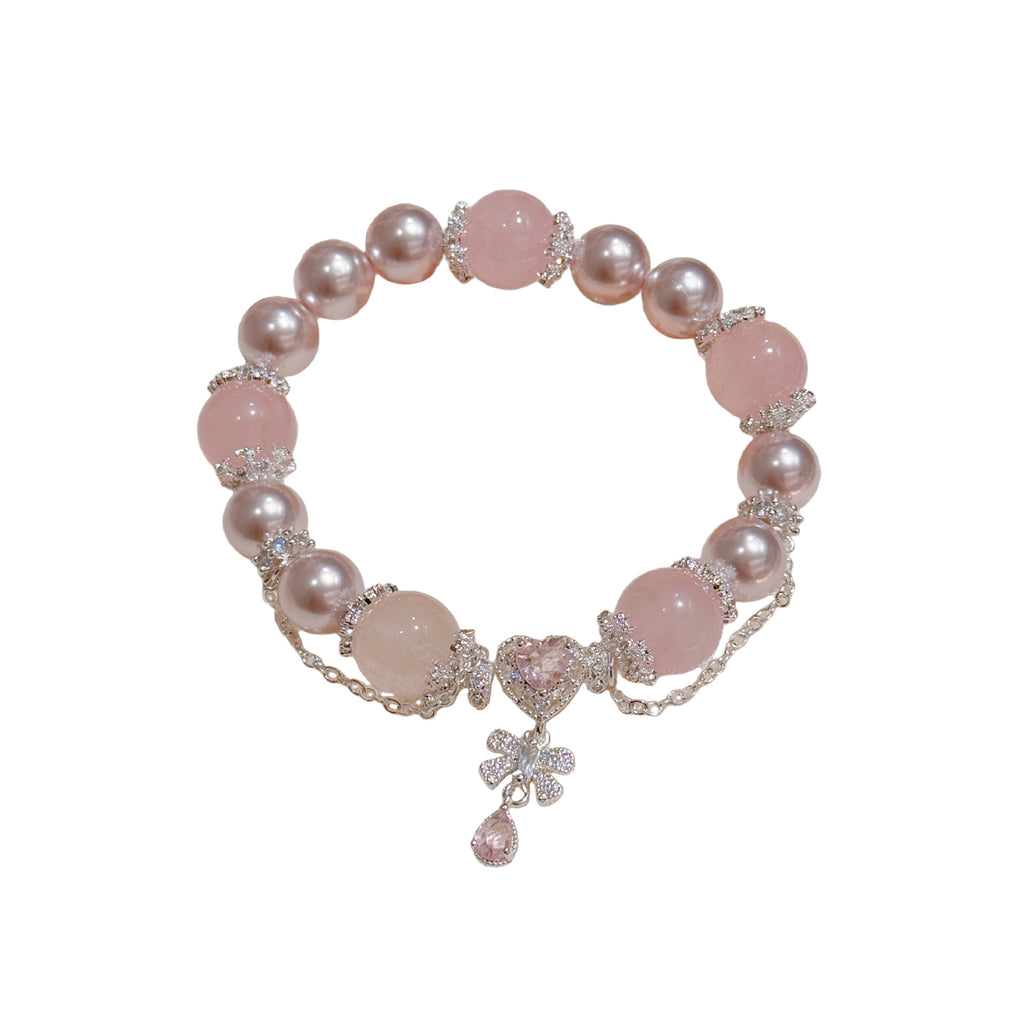 Pink Crystal Magic Wand Bracelet, Sweet Girly Daily Hand Chain