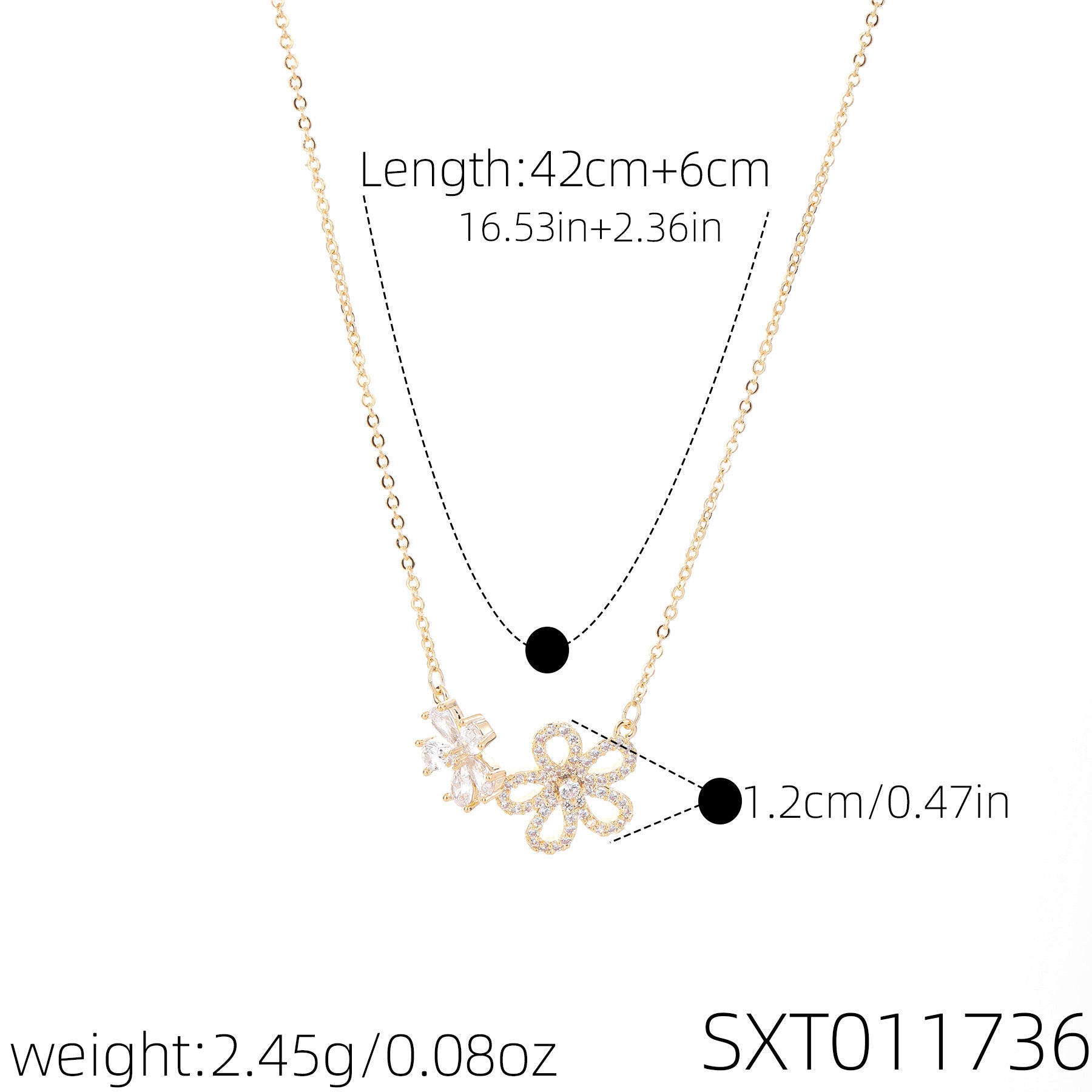 Hollow Flower Full Zircon Necklace, Luxury Elegant Clavicle Chain, Fresh Sweet Delicate Commute Fashion Necklace
