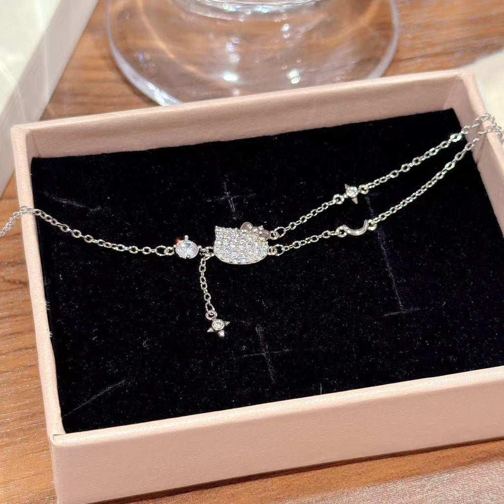 Shiny Cat Zircon Fashion Bracelet, Elegant Daily Autumn Winter Hand Ornament