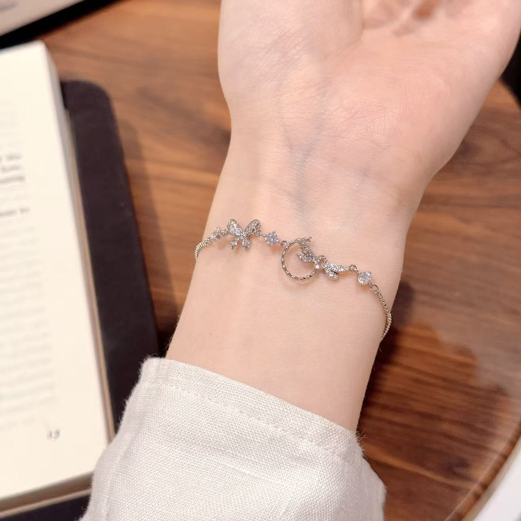 Korea Dongdaemun Butterfly Dragonfly Bracelet, Luxury Zircon Fashion Wrist Jewelry, Delicate Niche All-match Bracelets