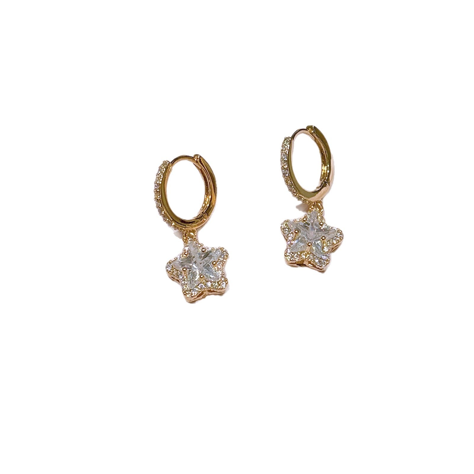 Star Zircon Ear Buckles, All-star Shiny Earrings, Minimalist Luxury Niche Elegant Temperament Ear Jewelry