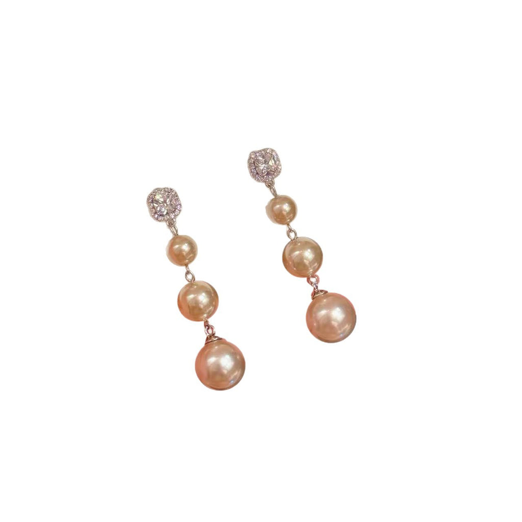 Luxury Long Tassel Pearl Dangle Earrings, Dainty Elegant Face Slimming All-Match Women Drop Ear Jewelry
