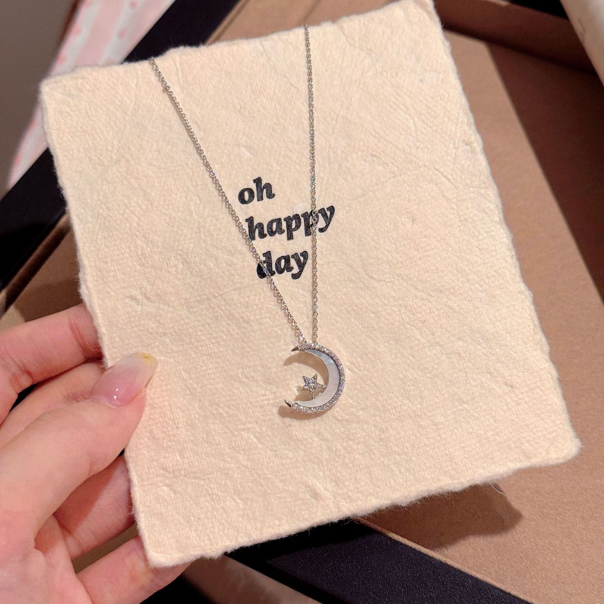 Star Moon Guardian Necklace, Luxury Niche Elegant Clavicle Chain, Sweet Exquisite Design Fashion Jewelry
