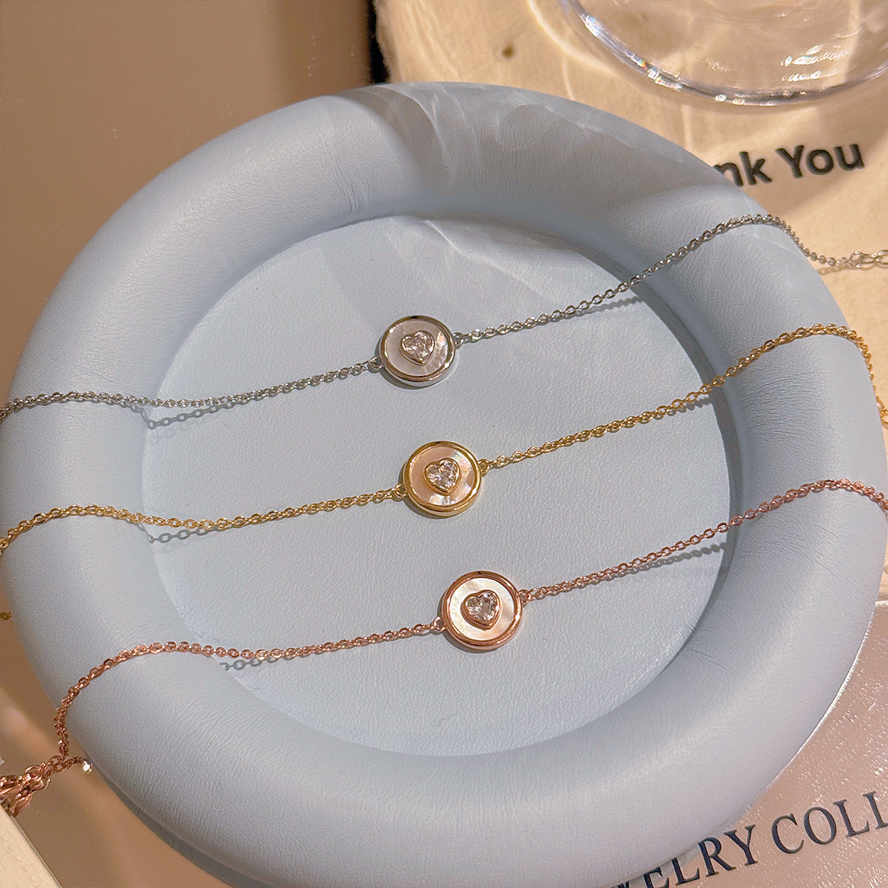 Elegant Natural Shell Necklace Bracelet Set, Geometric Heart Round Design, Dainty Luxury Versatile Jewelry