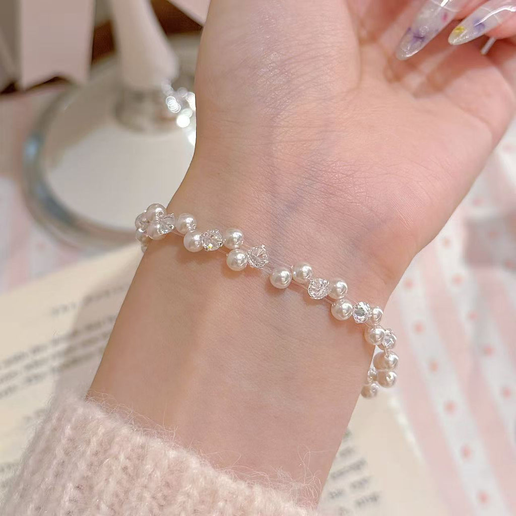 Women Classic Pearl Beaded Bracelets Chic Bow Design Niche High-end Fresh Sweet Delicate Versatile Daily Wrist Jewelry