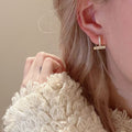 Sparkle Zircon T Shape Huggie Ear Buckles Minimal Luxury Women Earrings